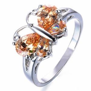 Champagne Topaz Butterfly Ring